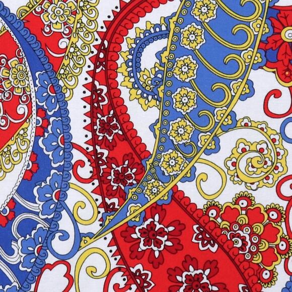 TALBOTS Red White Blue Paisley Roll Sleeve T Shirt - Picture 6 of 6